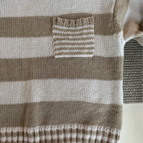 Vintage 90’s Nuggets Tan White Striped Cotton Cropped Sweater Size Large - Picture 8 of 10